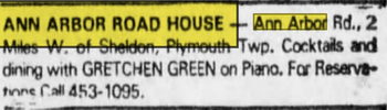 Ann Arbor Road House - Mar 29 1975 Ad